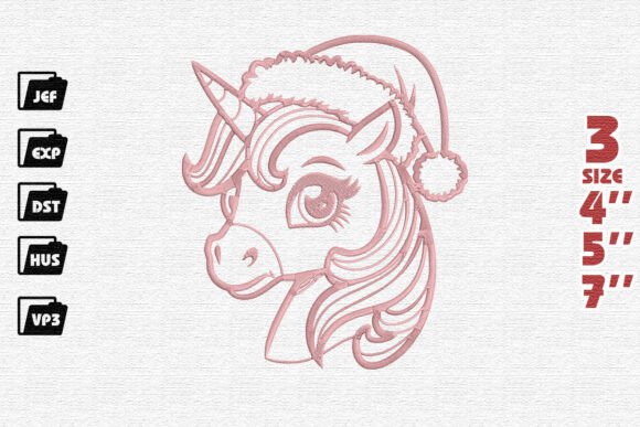 Festive Santa’s Unicorn Embroidery