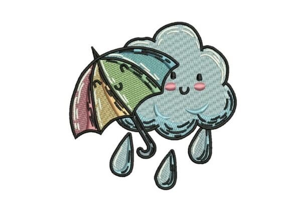 Rain Cloud Embroidery Design