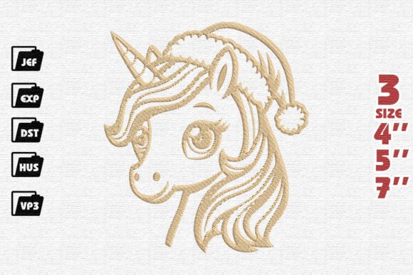 Santa’s Unicorn with Hat Embroidery