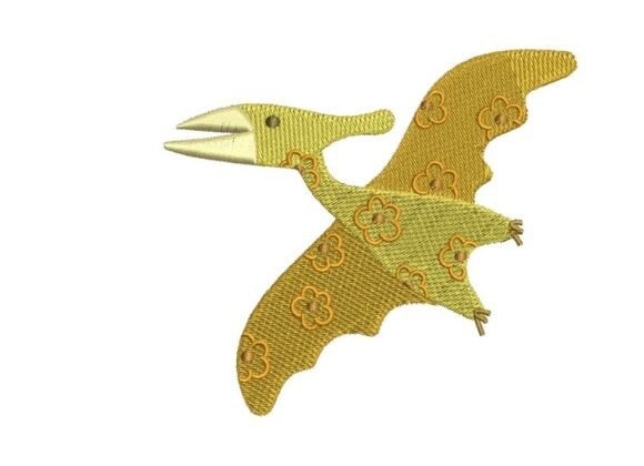 Yellow Floral Dinosaur Embroidery